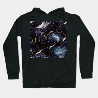 Blue gold marble pattern Hoodie